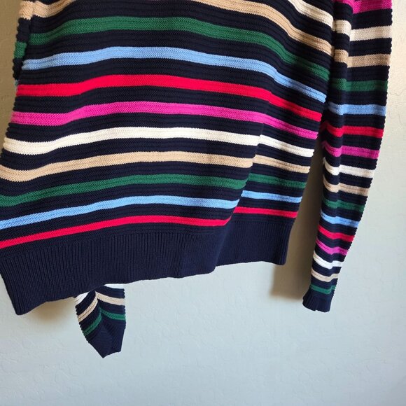 LOFT Multi Rainbow Striped Textured Stitch Sweater Knit Pullover Size Women's XL - Picture 4 of 11